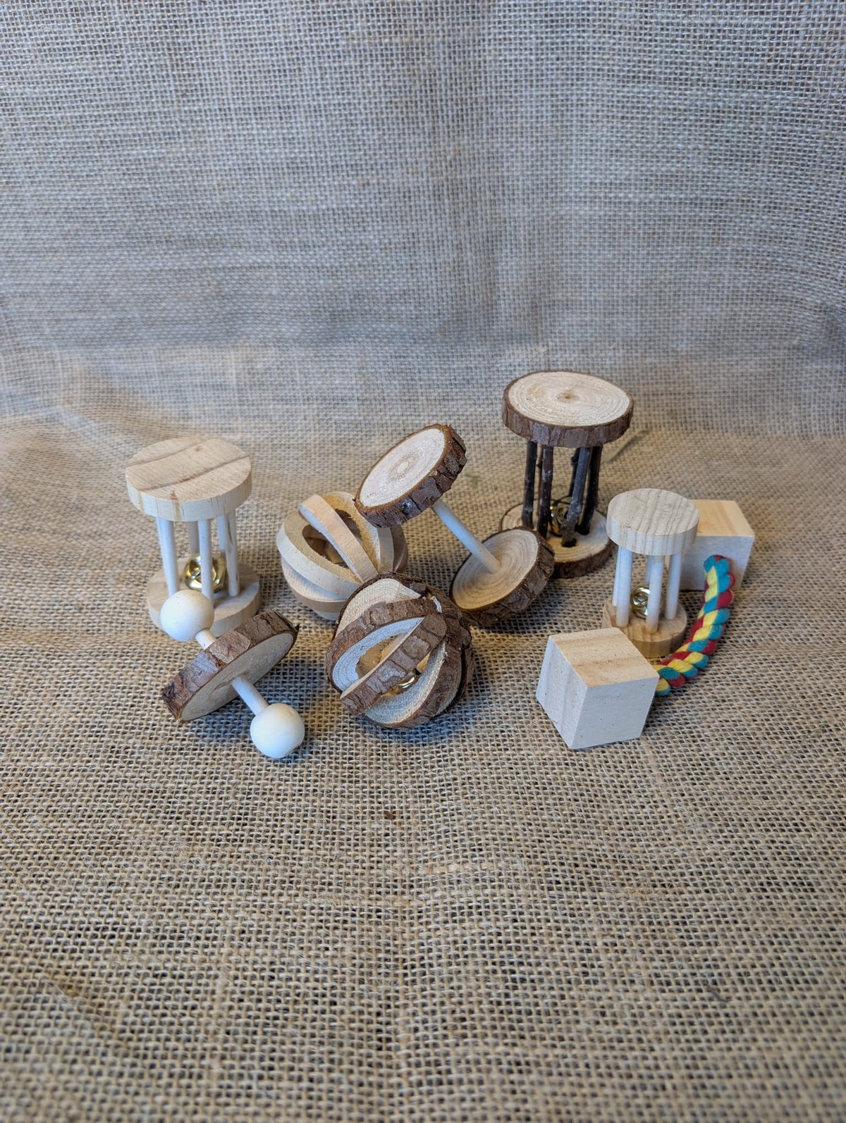 Wooden throw and play toy set