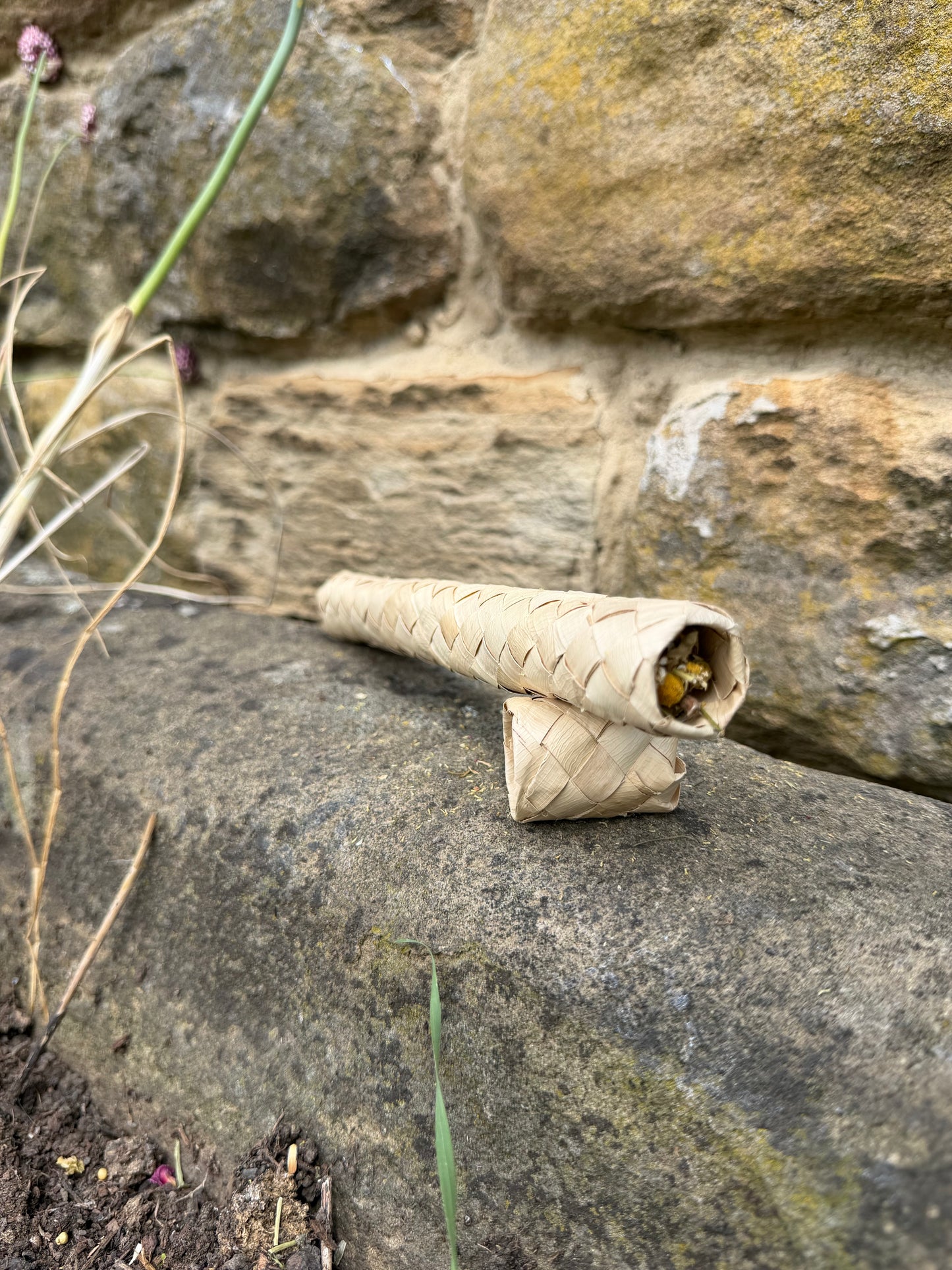 Stuffed Woven Palm Tube with lid